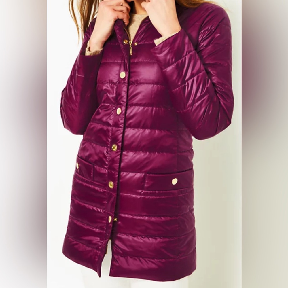 Lilly Pulitzer‎ “Tonia” Puffer Jacket Amarena Cherry Size 0 NWT